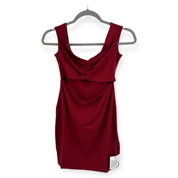 ASOS Design knot front off shoulder mini dress in oxblood Size US 8 - Picture 1 of 7